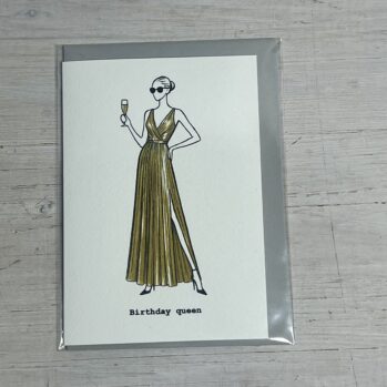 Gold Birthday Queen Card