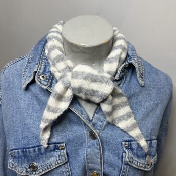 Grey Stripe Triangle Neck Scarf