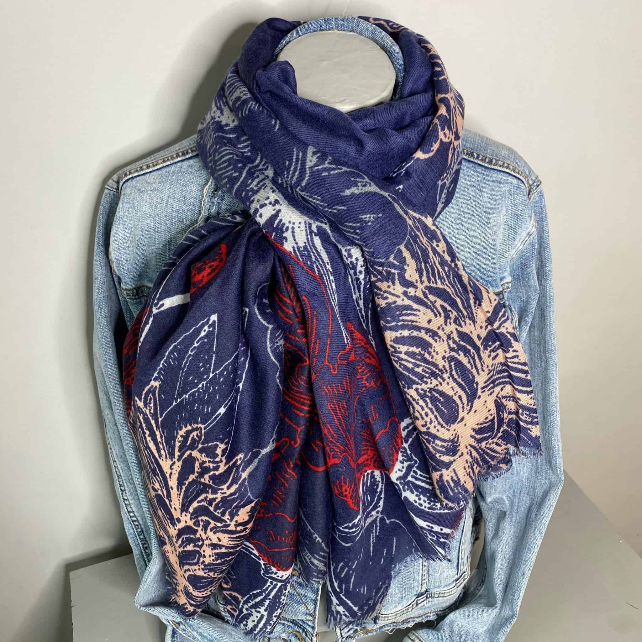 Navy And Pink Floral Scarf All About Eve At Home