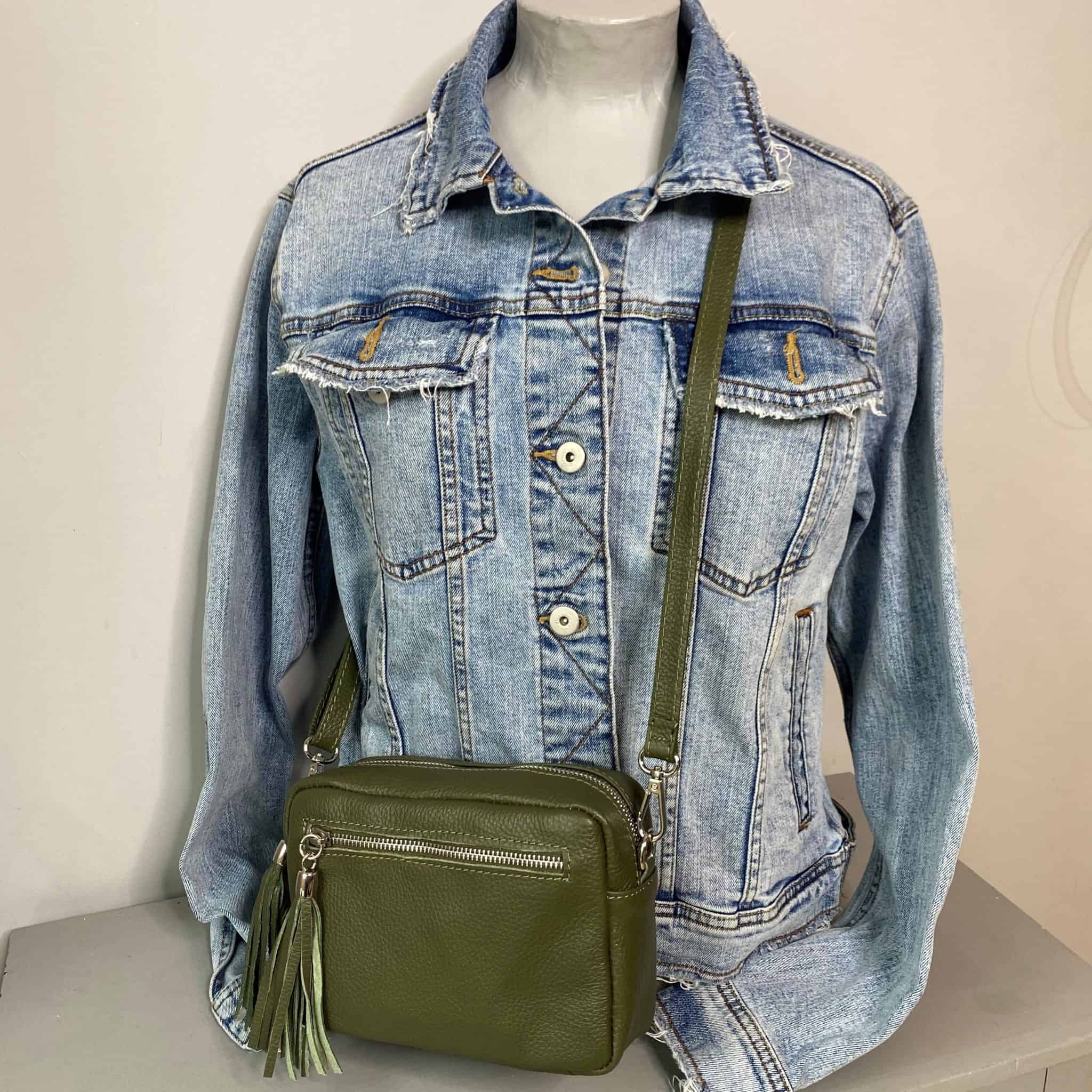 Khaki Leather Bag All About Eve at Home