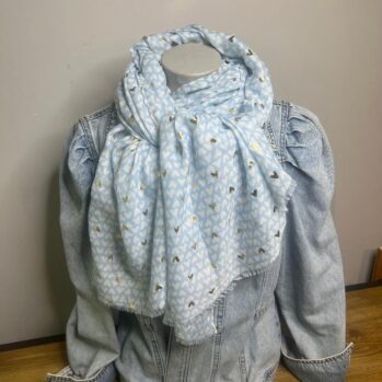 White and Gold Hearts Scarf