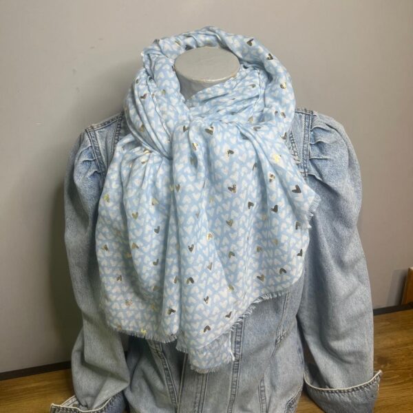 White and Gold Hearts Scarf