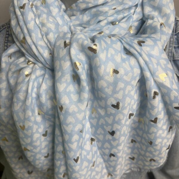 White and Gold Hearts Scarf - Image 2