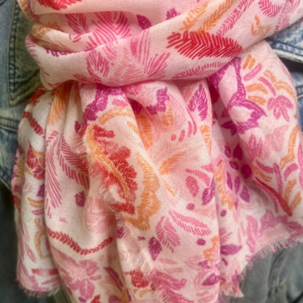 Pink Leaves Scarf - Image 2