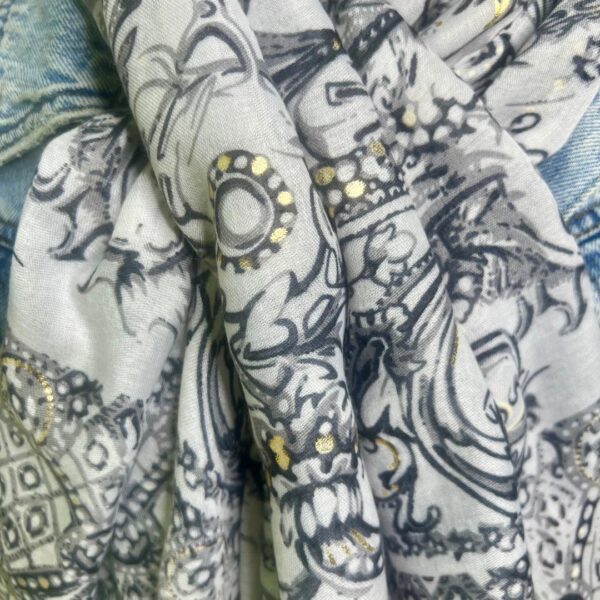 Athena Grey And Gold Scarf - Image 2