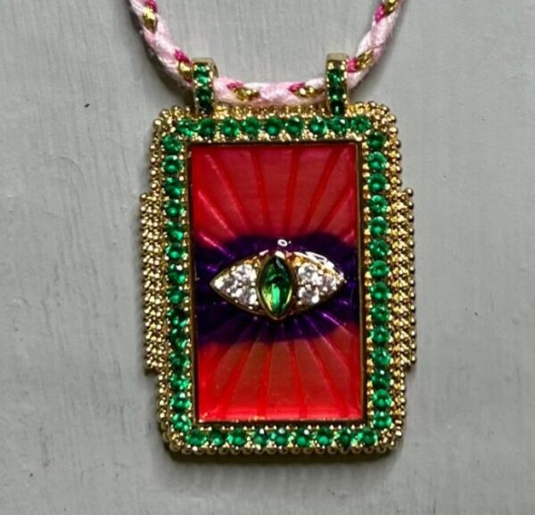 Ibiza Pink Evil Eye Charm Necklace - Image 3