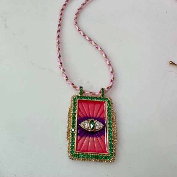 Ibiza Pink Evil Eye Charm Necklace