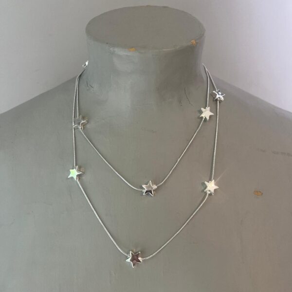 Long Silver Stars Necklace - Image 3