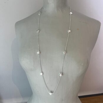 Long Silver Stars Necklace
