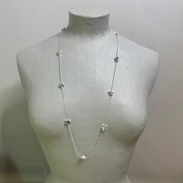 Long Silver Stars Necklace - Image 4