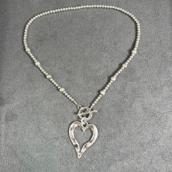 Big Heart Short Silver Necklace