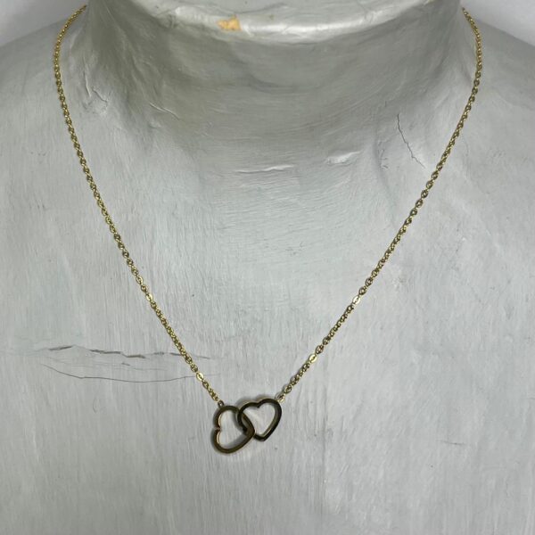 Waterproof Gold Double Heart Necklace - Image 2