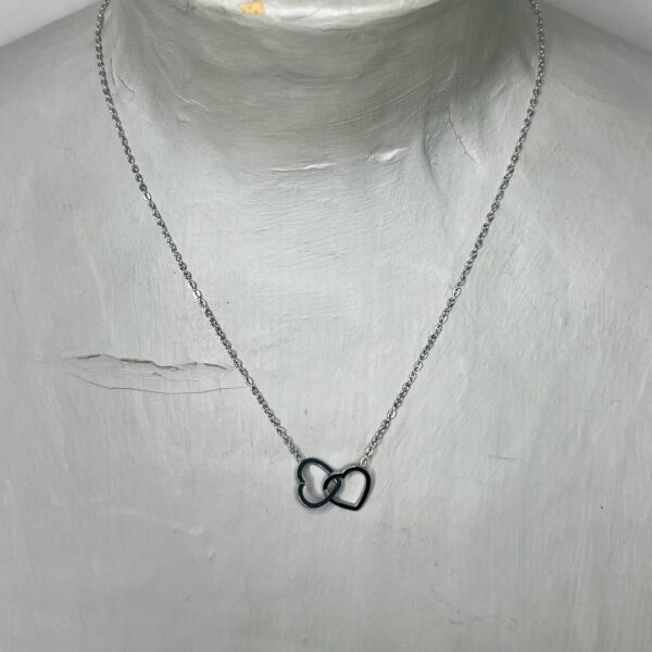 Waterproof Silver Double Heart Necklace - Image 2