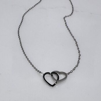Waterproof Silver Double Heart Necklace