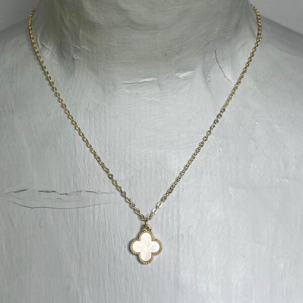 Gold Pearl Flower Necklace - Image 2