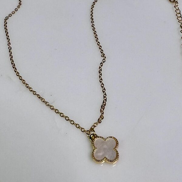 Gold Pearl Flower Necklace - Image 3