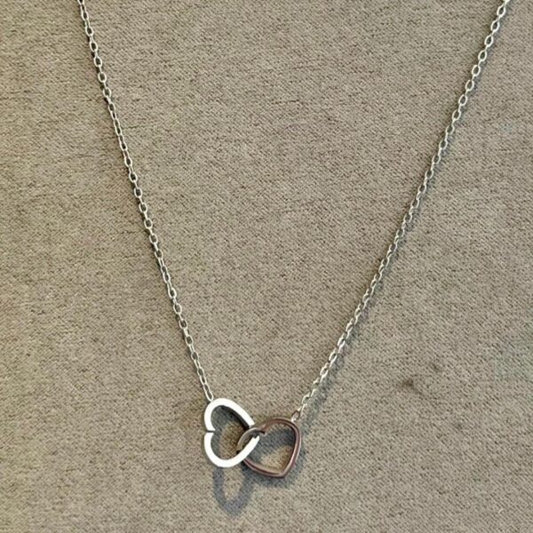 Waterproof Silver Double Heart Necklace - Image 3