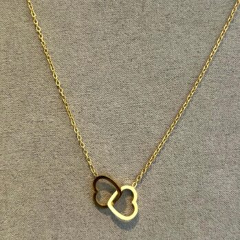 Waterproof Gold Double Heart Necklace