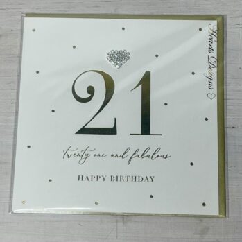21st Birthday Wishes Diamante Heart Card