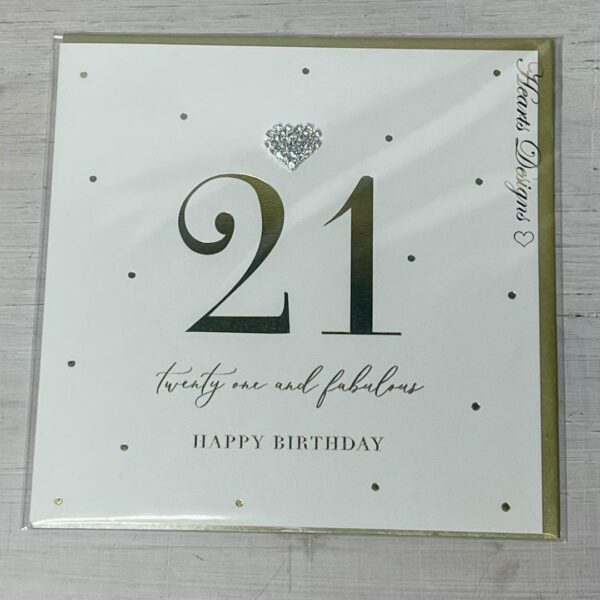 21st Birthday Wishes Diamante Heart Card