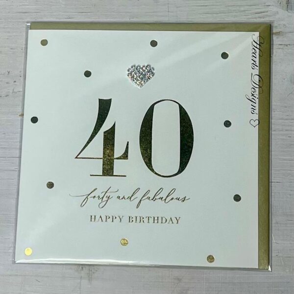 40th Birthday Wishes Diamante Heart Card