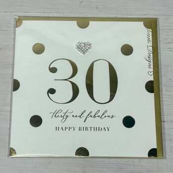 30th Birthday Wishes Diamante Heart Card