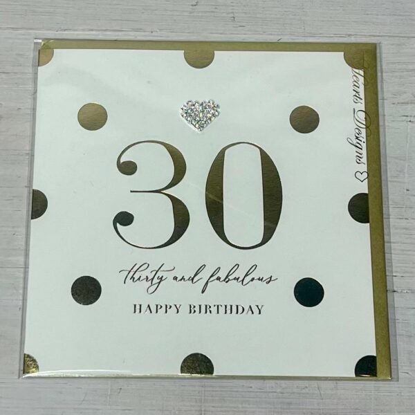 30th Birthday Wishes Diamante Heart Card