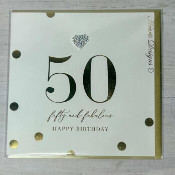 50th Birthday Wishes Diamante Heart Card