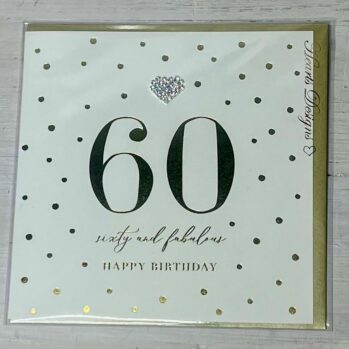 60th Birthday Wishes Diamante Heart Card
