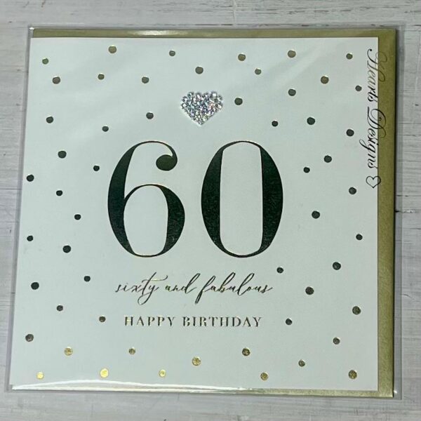 60th Birthday Wishes Diamante Heart Card