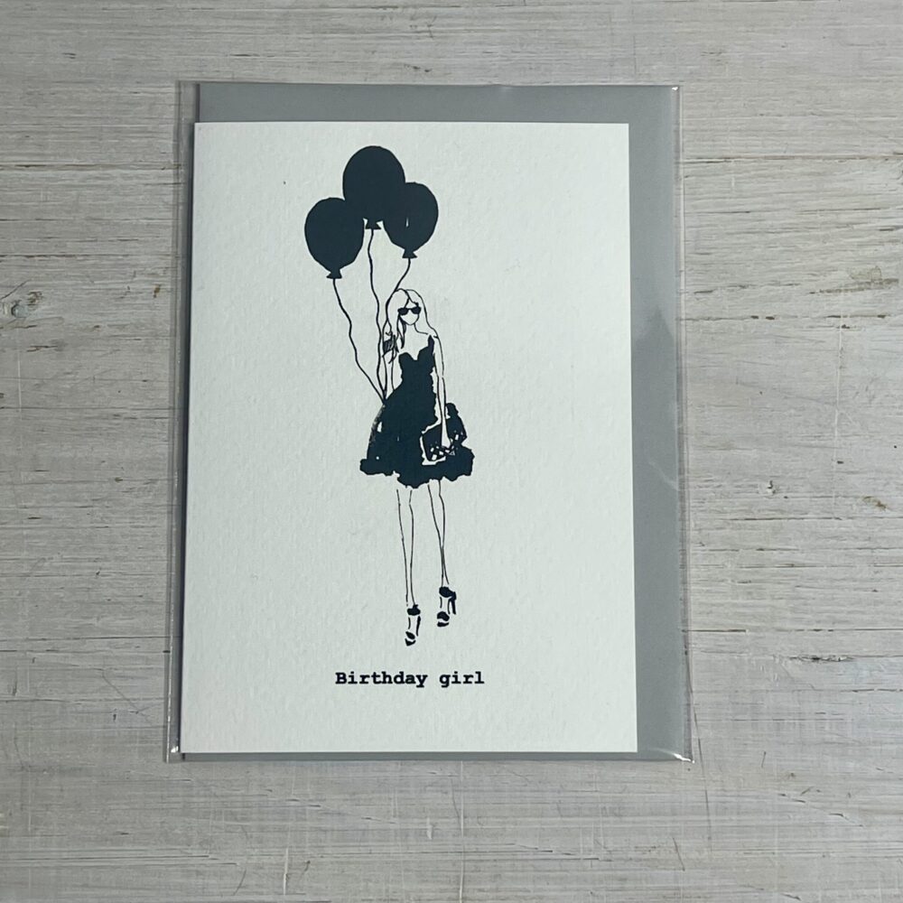 Birthday Girl Black Balloons Card